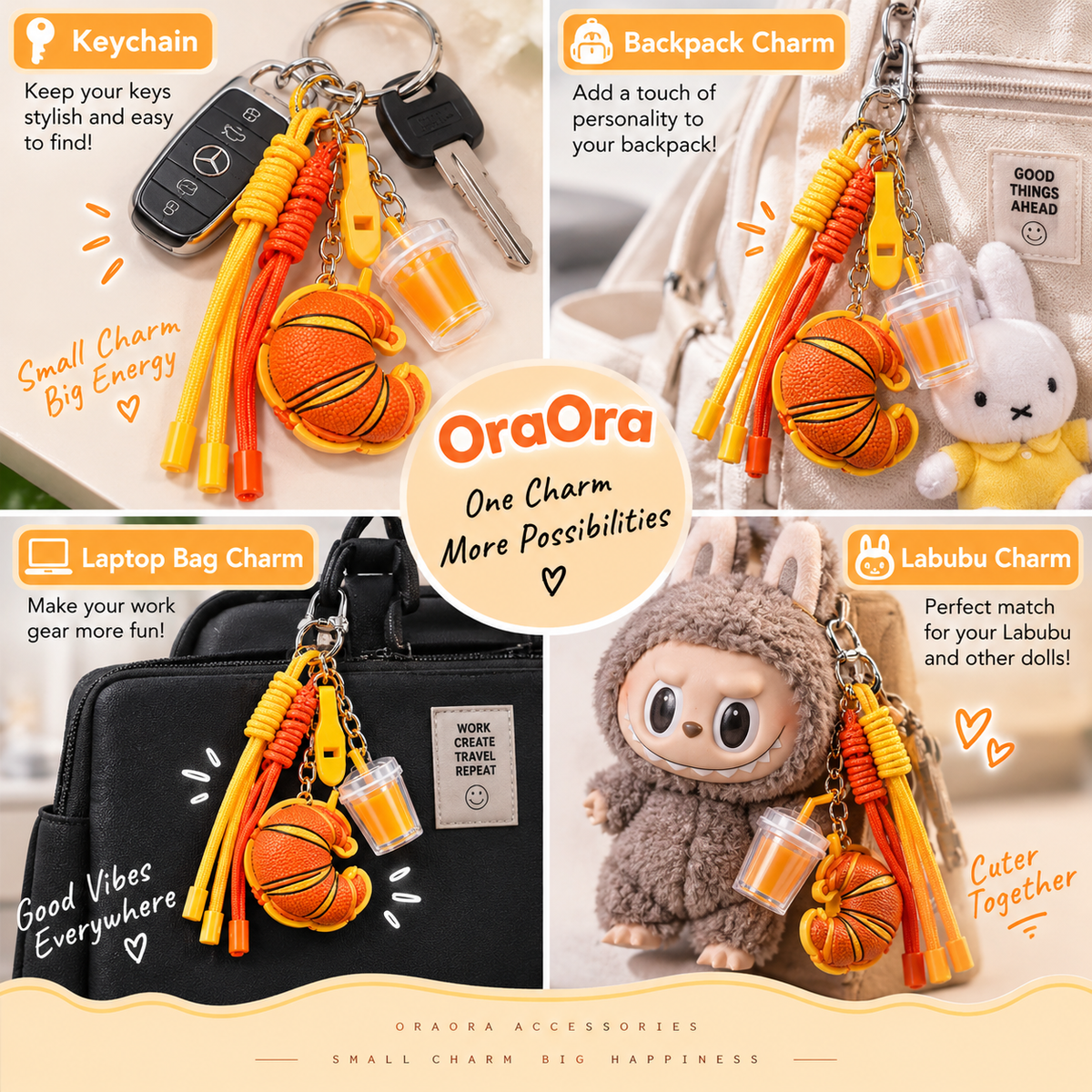 Leather Horn-Shaped Bag Woven Keychain