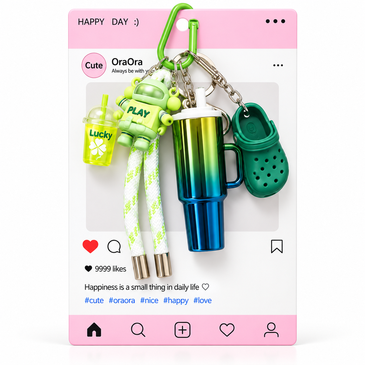 Sports Water Bottle and Holey Shoes Keychain