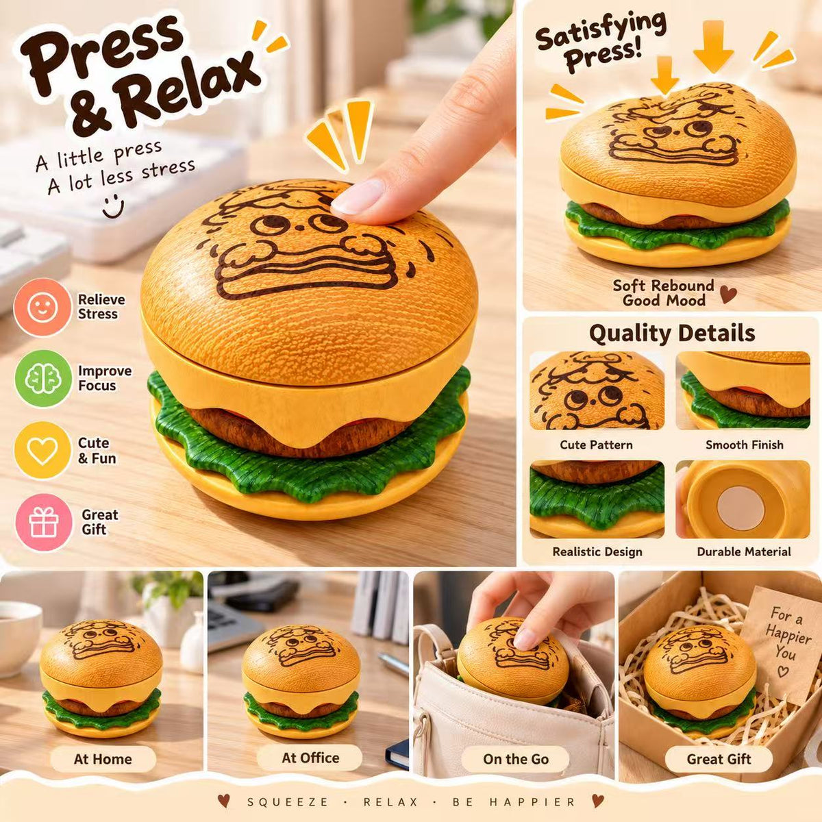 Cute & Satisfying wooden Stress Relief Gadget