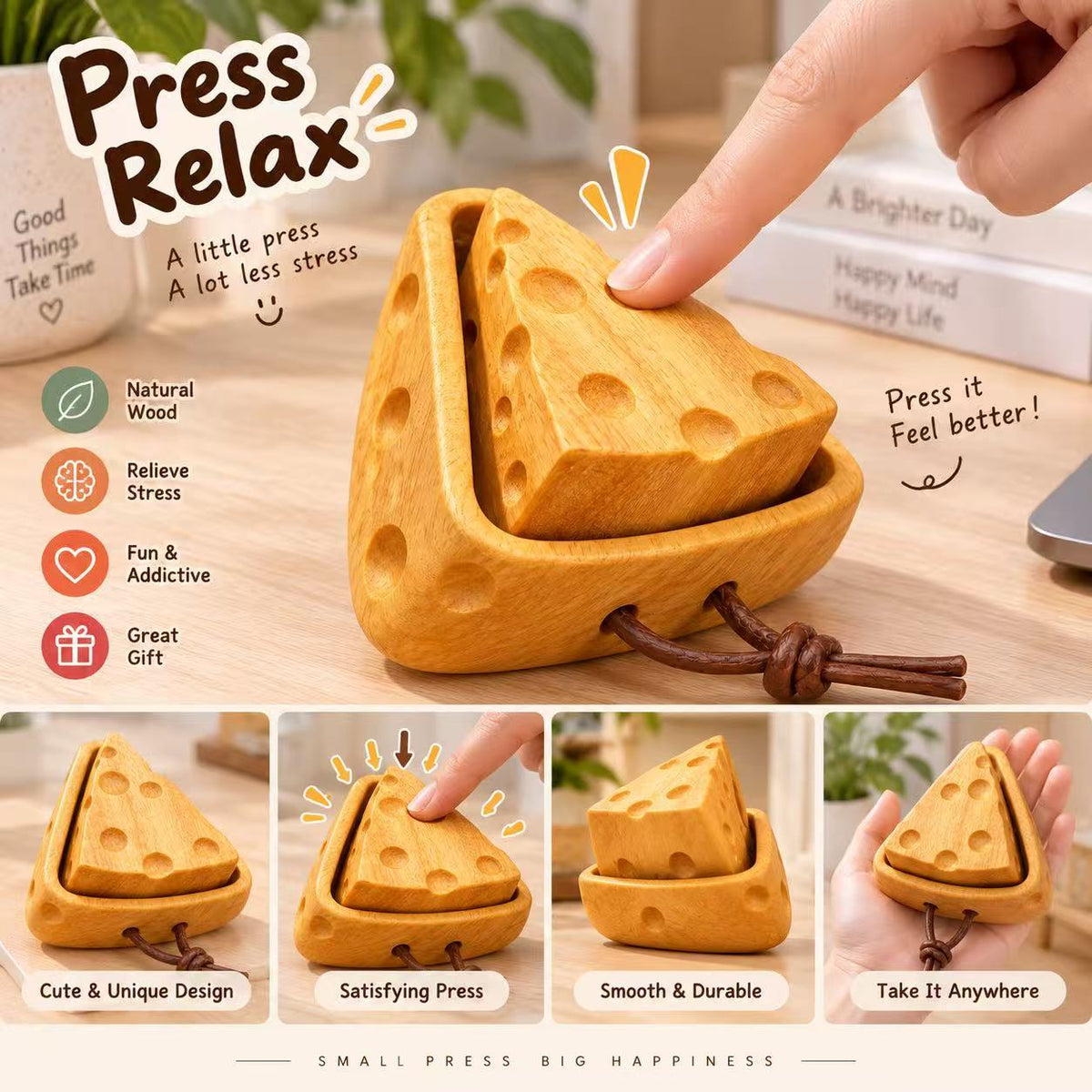 Cute & Satisfying wooden Stress Relief Gadget